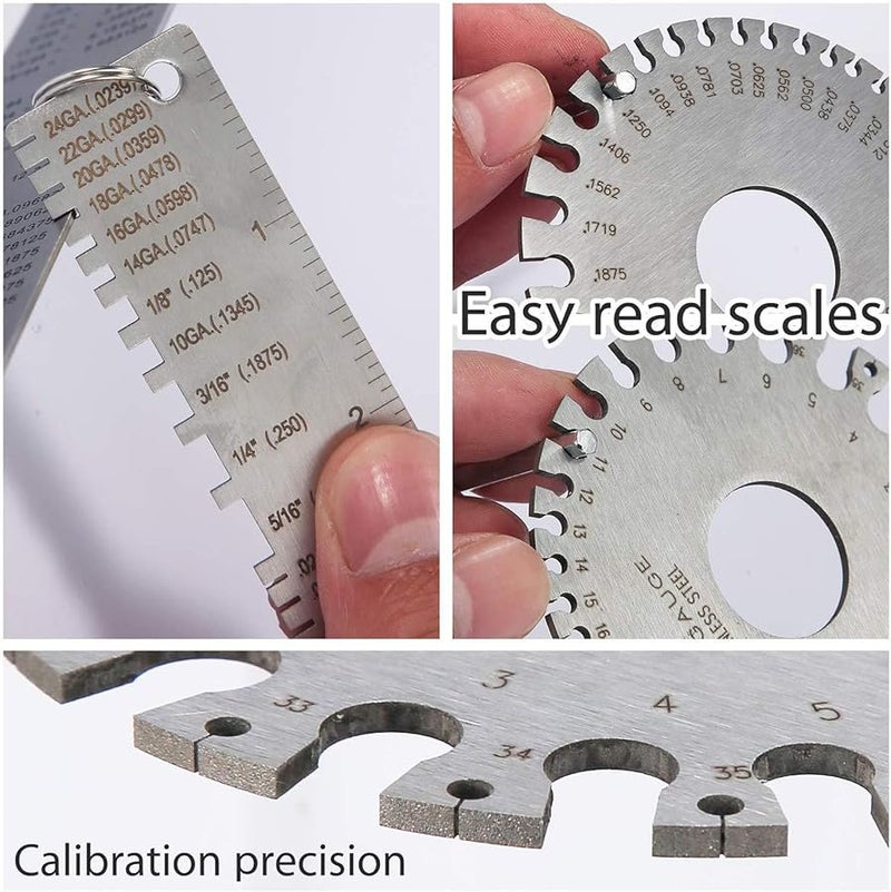 Double Side Scale Round Wire Cable Thickness Gauges Set AWG Standard Steel - Image 5