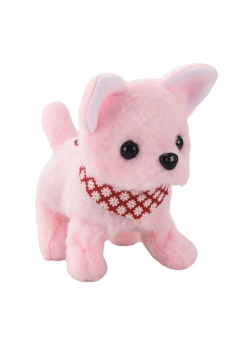 Scarf Vertical Ears Pink Electronic Dog Plush Stuffed Interactive Animal Touch Control Electronic Pet Can Walk And Bark, Wag Its Tail, Toys Suitable For Children And Babies - Image 1