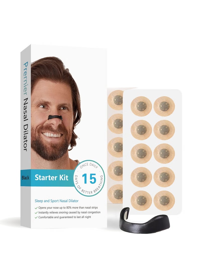 Intake Breathing - Nasal Strip Starter Kit (15 Count, Black) - Boost Oxygen Intake, Reduce Snoring, Improve Sleep Quality - Sweat Resistant, Skin Safe Nasal Strips - Extra Strength Snoring Solution(Packaging May Vary) - Image 1