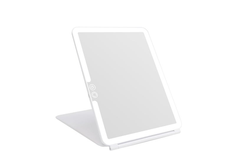 deweisn Folding Lighted Makeup Mirror with 72 LEDs 3 Colors Light Modes USB Rechargable 1800mA Batteries Portable Ultra Thin Compact Vanity Mirror Dimmable Travel Mirror - Image 1