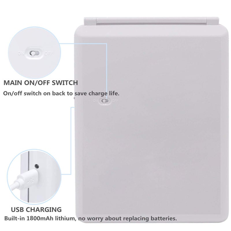 deweisn Folding Lighted Makeup Mirror with 72 LEDs 3 Colors Light Modes USB Rechargable 1800mA Batteries Portable Ultra Thin Compact Vanity Mirror Dimmable Travel Mirror - Image 2