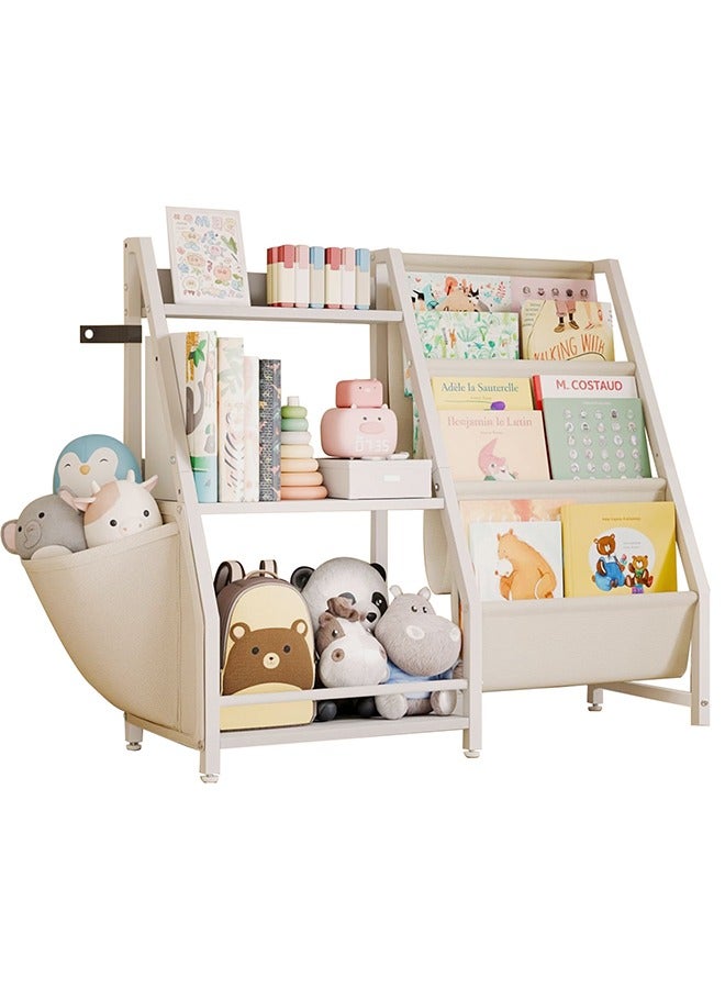 سولاكان رف كتب للأطفال ومنظم ألعاب بثلاث طبقات، بتصميم منتسوري يناسب غرف الأطفال وغرف النوم وأماكن اللعب والحضانة، يوفّر ترتيبًا سهلًا للكتب والألعاب. منظم عملي مع رف كتب باللون الأبيض. - Image 1