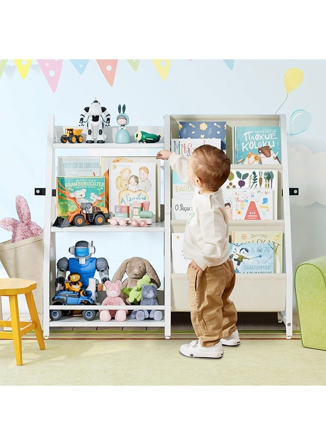 سولاكان رف كتب للأطفال ومنظم ألعاب بثلاث طبقات، بتصميم منتسوري يناسب غرف الأطفال وغرف النوم وأماكن اللعب والحضانة، يوفّر ترتيبًا سهلًا للكتب والألعاب. منظم عملي مع رف كتب باللون الأبيض. - Image 2