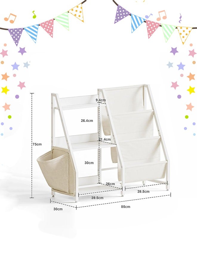 سولاكان رف كتب للأطفال ومنظم ألعاب بثلاث طبقات، بتصميم منتسوري يناسب غرف الأطفال وغرف النوم وأماكن اللعب والحضانة، يوفّر ترتيبًا سهلًا للكتب والألعاب. منظم عملي مع رف كتب باللون الأبيض. - Image 5