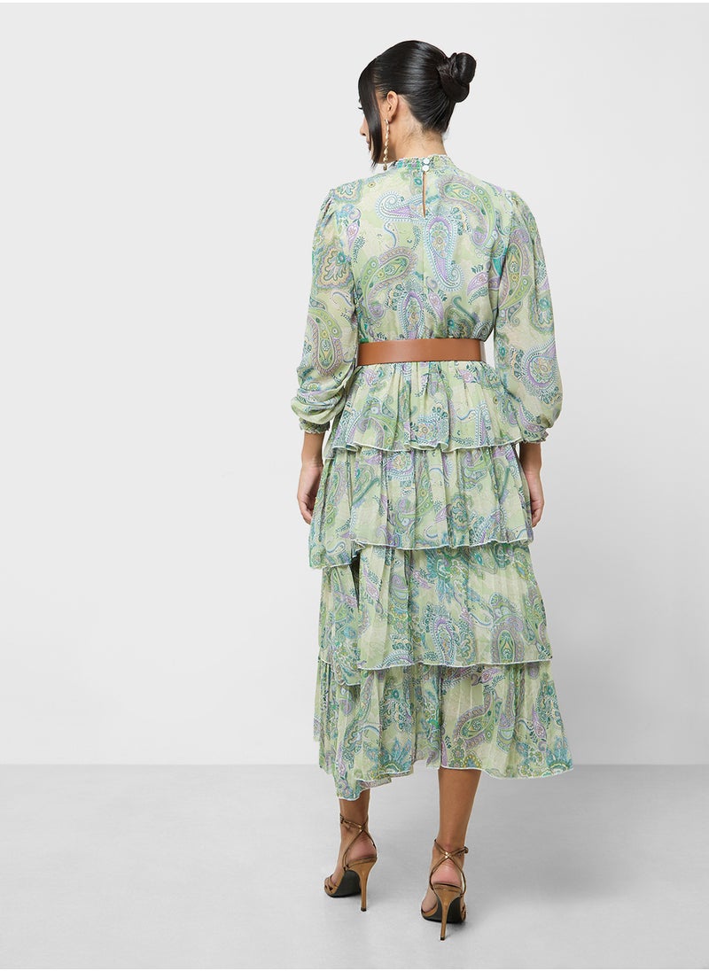 Khizana - Printed Dress With Layers - Image 1