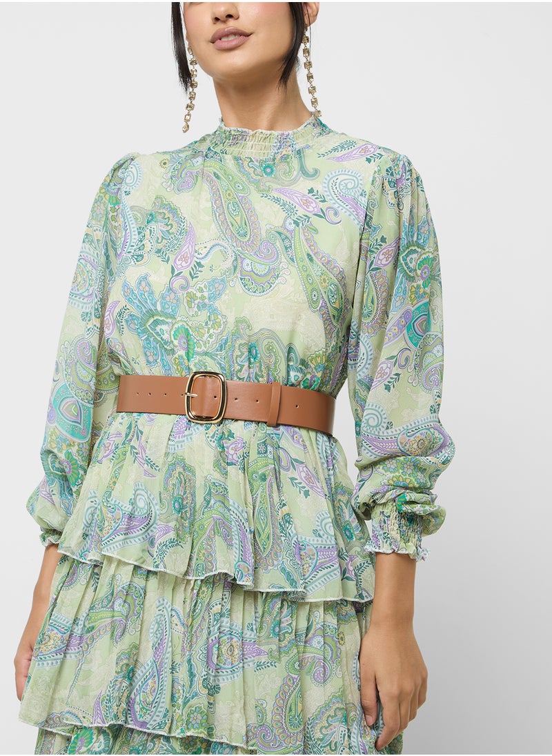 Khizana - Printed Dress With Layers - Image 1