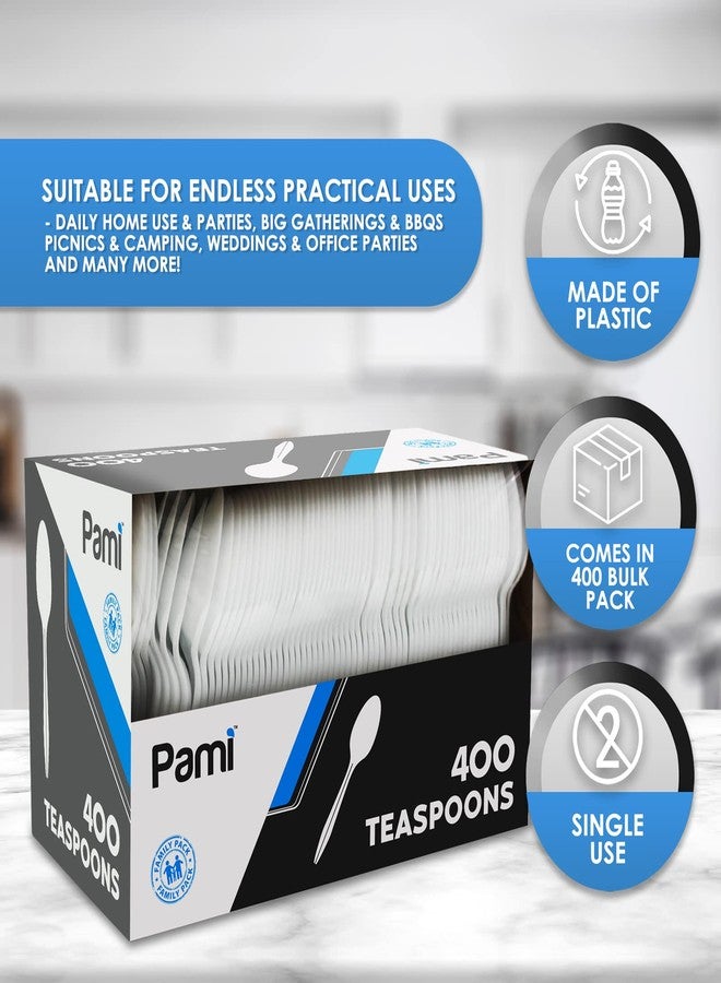 PAMI 400-Pack Medium Weight Disposable Plastic Teaspoons, Bulk Utensils for Parties, Weddings, Catering, Plastic Forks in Bulk Available (Teaspoons White) - Image 5