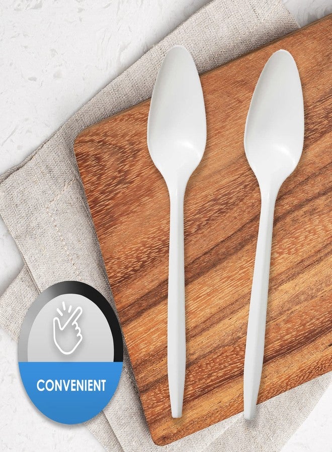 PAMI 400-Pack Medium Weight Disposable Plastic Teaspoons, Bulk Utensils for Parties, Weddings, Catering, Plastic Forks in Bulk Available (Teaspoons White) - Image 3