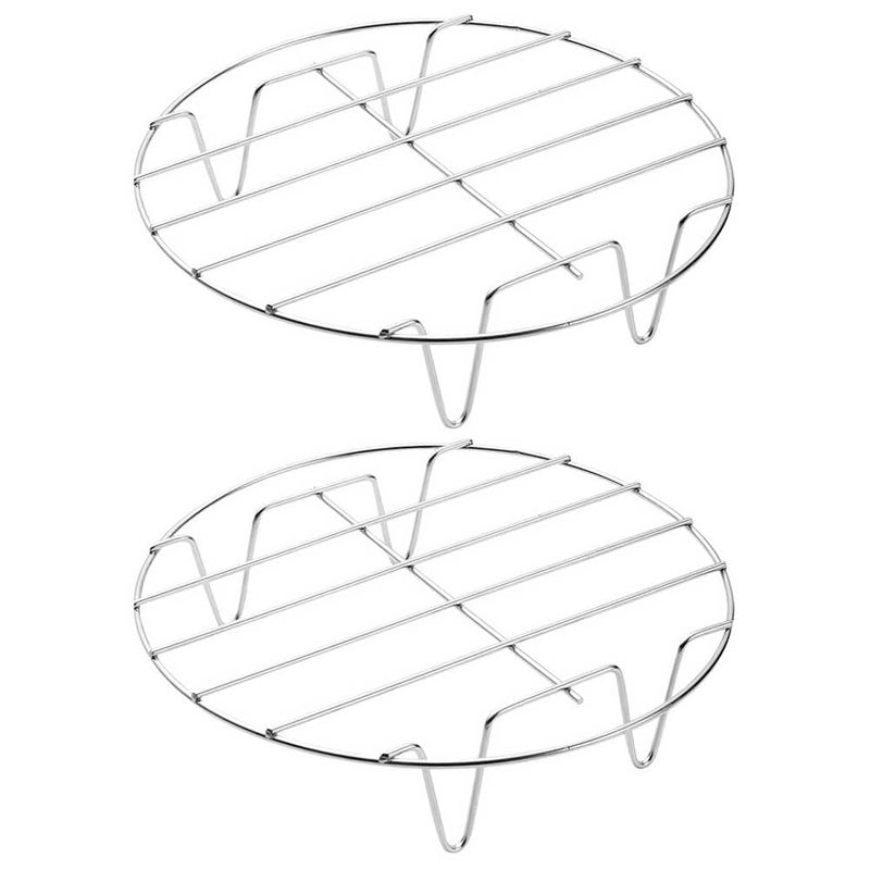 2 Pcs Round Cooking Rack 6 Inch Stainless Steel Cooling Steaming Rack Kitchen Baking Stand Steamer Plate for Air Fryer Stockpot Pressure Cooker