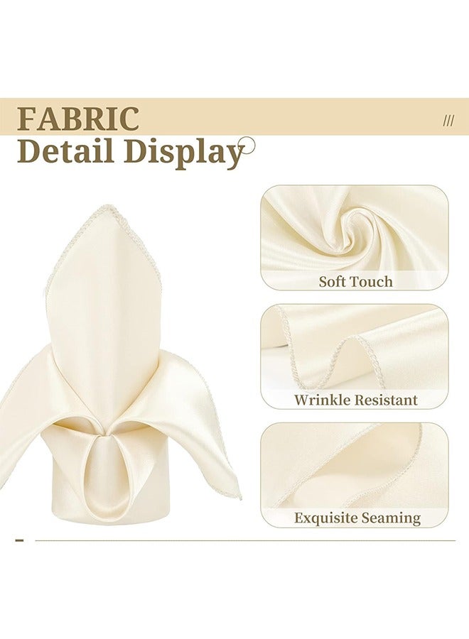 جي أس 10 قطع مناديل من الساتين، مناديل طاولة مربعة، 17x17"ناب العشاء الناعم ناب الحرير الأنيق للعشاء حفلات الزفاف، ناب قابل للغسيل ناعم ملساء للحفلات، حفلات الزفاف والعشاء (العاج) - Image 3