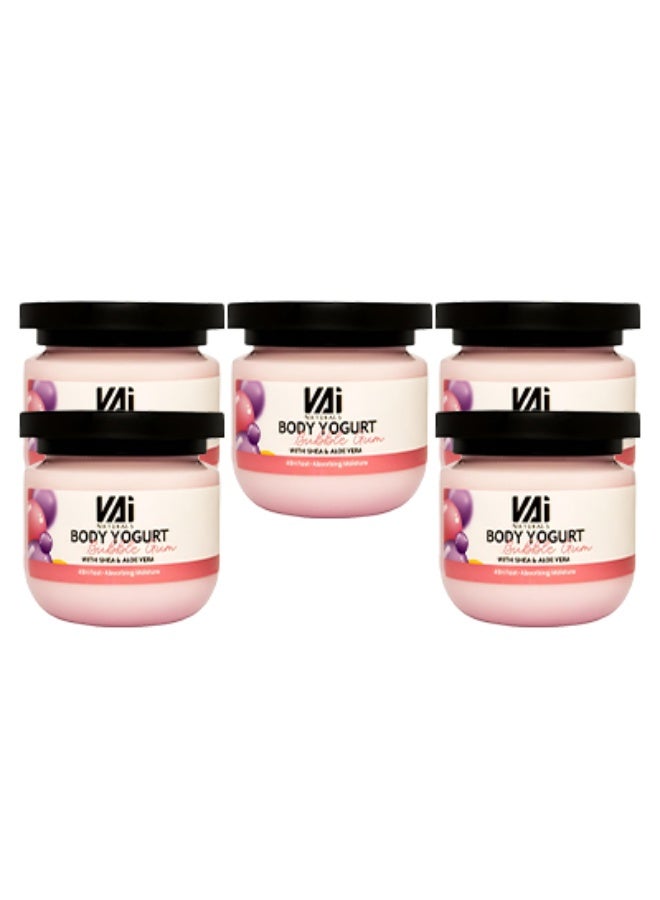 VAI 5 Pieces Body Yogurt Bubble Gum With Shea And Aloe Vera 48 Hours Fast Absorbing Moisture 280ml - Image 1