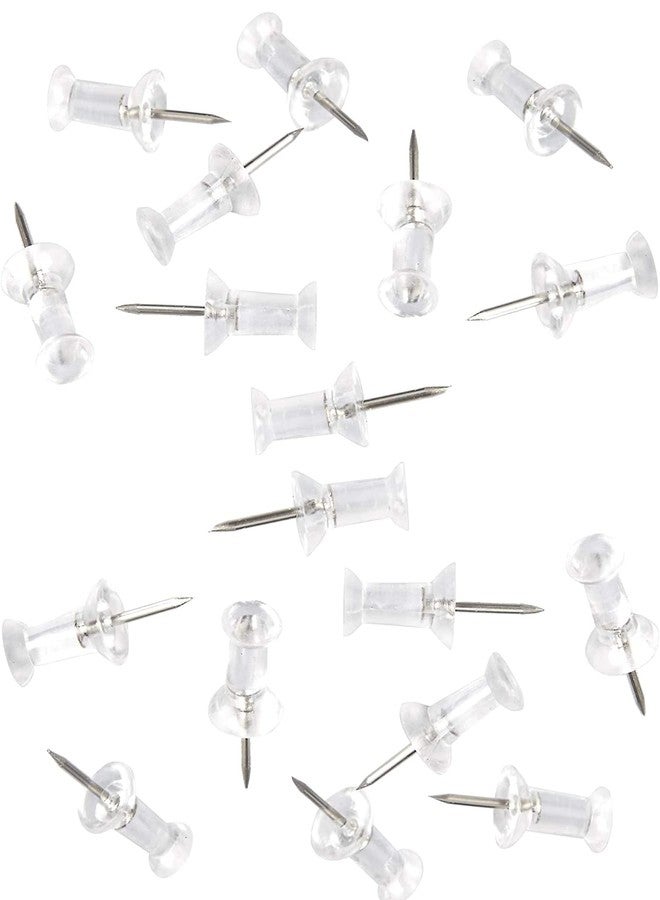 100-Pack Push Pins Tacks, Clear Plastic Head, Steel Point,Thumb Tacks for Wall Corkboard Map Calendar Photo -Home Office Craft Projects Heavy Duty Head Pin