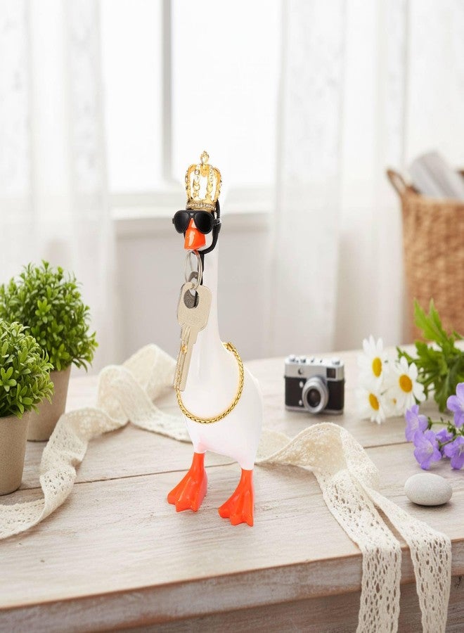 SilTriangle 7 Inch Mini Desk Goose Outfits with Crystal Rhinestone Tiara Crown Necklace Glasses for Magnetic Goose Statue(Gold,Cute) - Image 4