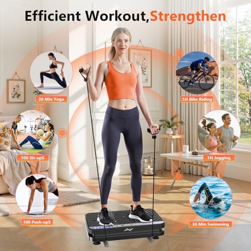AXV Vibration Plate Fitness Platform Exercise Machine Vibrating Lymphatic Drainage Shaking Full Body Shaker Workout Vibrate Stand Shake Board Sport Gym for Weight Loss Fat Burner for Women Men - Image 2
