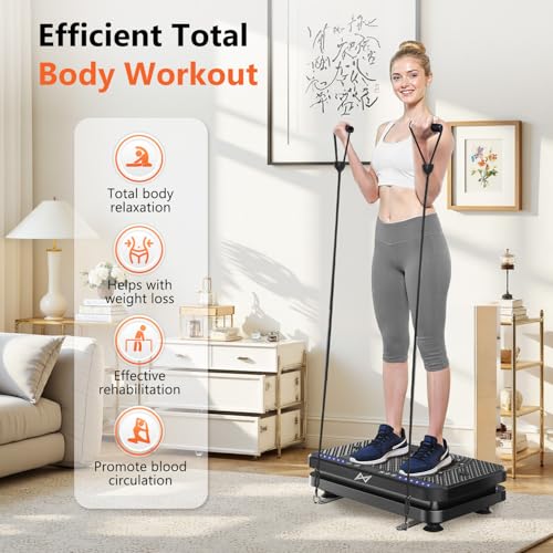 AXV Vibration Plate Fitness Platform Exercise Machine Vibrating Lymphatic Drainage Shaking Full Body Shaker Workout Vibrate Stand Shake Board Sport Gym for Weight Loss Fat Burner for Women Men - Image 5