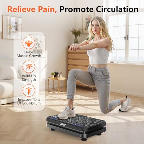 AXV Vibration Plate Fitness Platform Exercise Machine Vibrating Lymphatic Drainage Shaking Full Body Shaker Workout Vibrate Stand Shake Board Sport Gym for Weight Loss Fat Burner for Women Men - Image 3