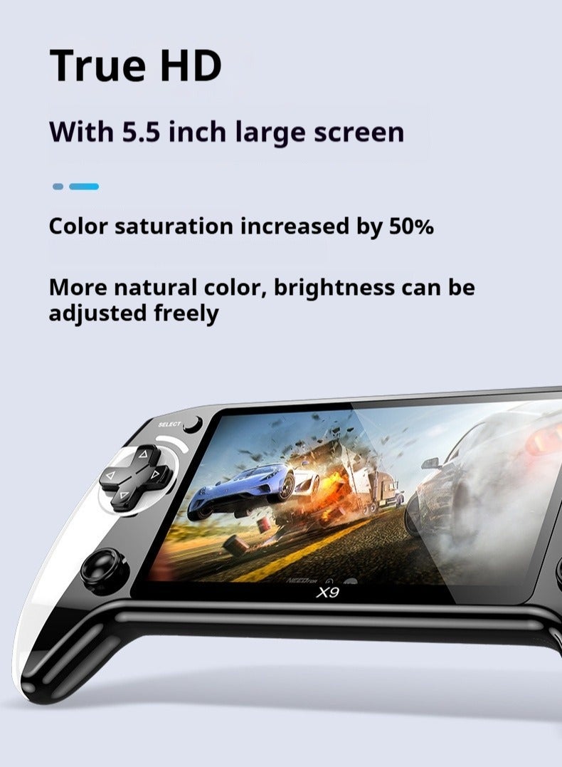 2025 X9 Portable Retro Game Console with 5.5'' HD Screen, 10 Emulators and 3000 Classic Games, TV Output Support - Fun for Kids and Adults. - Image 2
