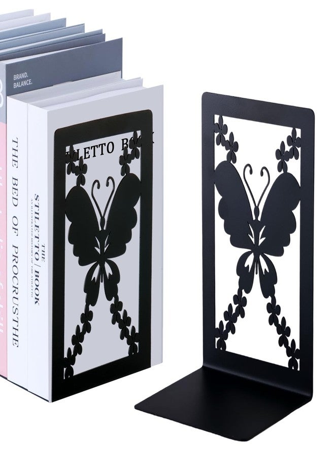 Aertiavty Butterfly Bookends 2 Pcs, Large Heavy Duty Metal Bookends for Shelves, Non-Skid Book Ends Decorative for Heavy Books, Book Holder for Home Office, Morden Book Stopper 7.9"x 4" x 5", 1 Pair - Image 1
