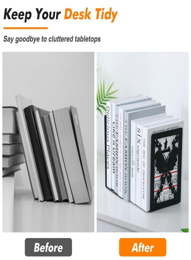 Aertiavty Butterfly Bookends 2 Pcs, Large Heavy Duty Metal Bookends for Shelves, Non-Skid Book Ends Decorative for Heavy Books, Book Holder for Home Office, Morden Book Stopper 7.9"x 4" x 5", 1 Pair - Image 5
