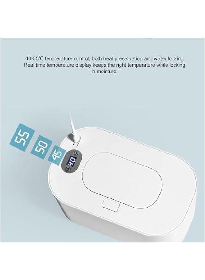 Portable Wipes Warmer with Night Light, Temperature Control, Moisturizing and Heat Preservation, USB Powered, Multifunctional Wipes Holder Dispenser for Baby, Wet Wipes, Tissues - Image 5