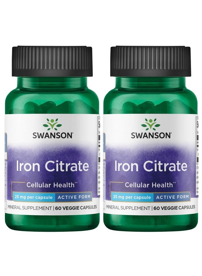 Swanson Iron Citrate 25 Milligrams 60 Veg Capsules (2 Pack)