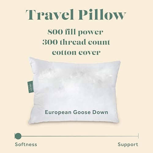 ComfyDown Goose Down Travel Pillow - Filled with 800 Fill Power European Goose Down, Egyptian 300 Thread Count 100% Cotton Cover for Plane car & Home - Made in USA (13" x 18") - Image 3