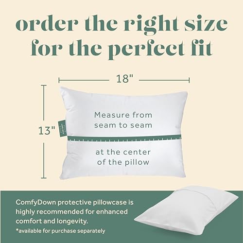 ComfyDown Goose Down Travel Pillow - Filled with 800 Fill Power European Goose Down, Egyptian 300 Thread Count 100% Cotton Cover for Plane car & Home - Made in USA (13" x 18") - Image 2