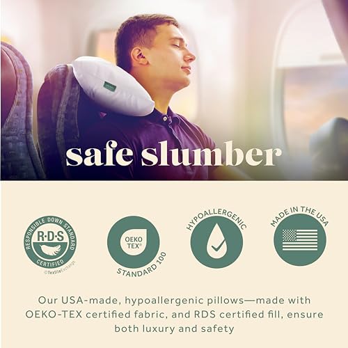 ComfyDown Goose Down Travel Pillow - Filled with 800 Fill Power European Goose Down, Egyptian 300 Thread Count 100% Cotton Cover for Plane car & Home - Made in USA (13" x 18") - Image 4