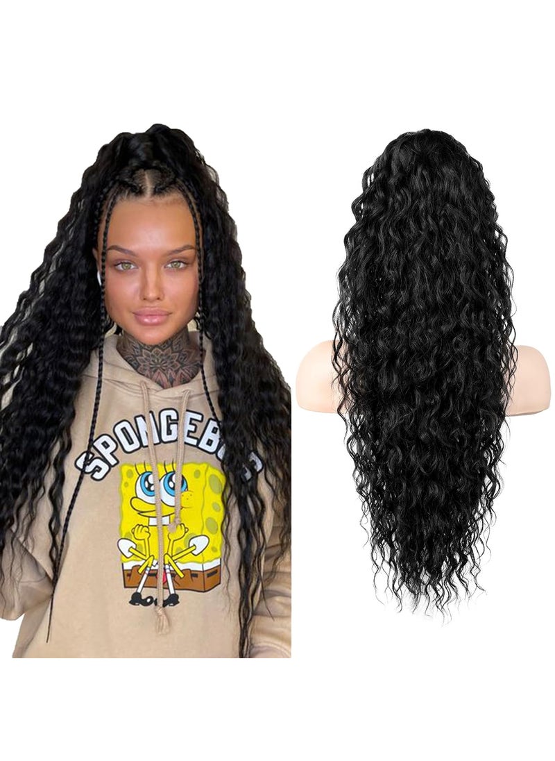 SEIKEA Black Ponytail Extension SEIKEA 26 Lightweight Curly Drawstring Ponytail Long Thick Fake Pony Tail Multi Layered Natural Soft Clip in Hair Extensions Ponytail Synthetic Hairpiece for Women 
