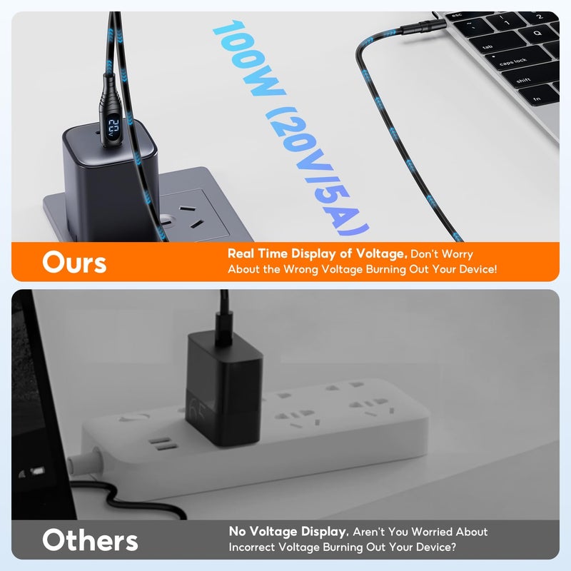 FARSENSE Universal Laptop DC Charger Replacement kit,Round Barrel 100W PD Trigger Cable with 10 Connector and Display Voltage for Sony/Samsung/Acer/Asus/Lenovo/Dell/HP Laptop,Etc Charging - Image 3