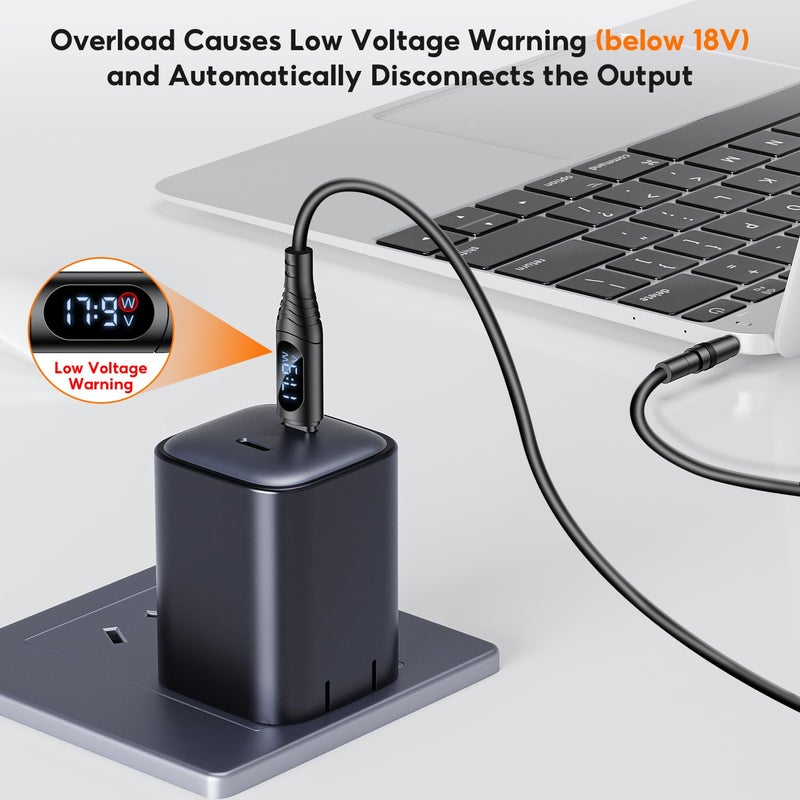 FARSENSE Universal Laptop DC Charger Replacement kit,Round Barrel 100W PD Trigger Cable with 10 Connector and Display Voltage for Sony/Samsung/Acer/Asus/Lenovo/Dell/HP Laptop,Etc Charging - Image 4