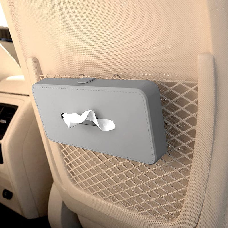 GFX Car Tissue Box Holder Universal Fit on Car Sun Shade Mountable Back Seat 1Pcs Grey - Image 5