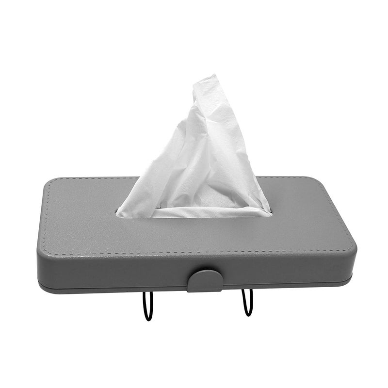 GFX Car Tissue Box Holder Universal Fit on Car Sun Shade Mountable Back Seat 1Pcs Grey - Image 1