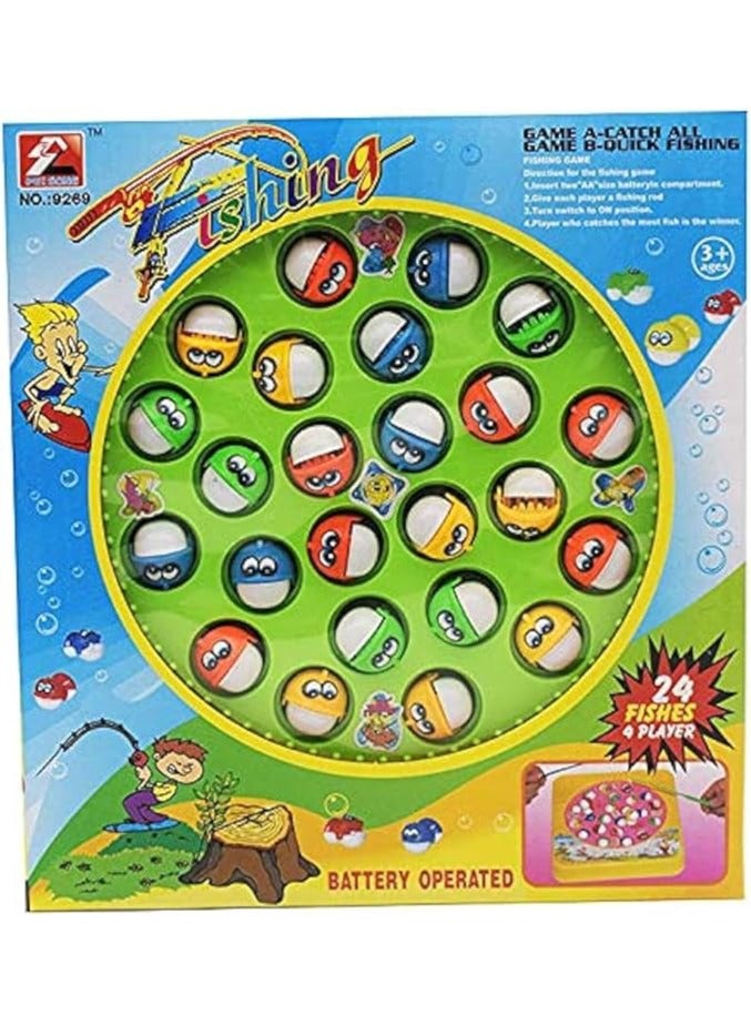 Fishing Board Game, 24 Fish - 4 Players - Multicolor, One Size