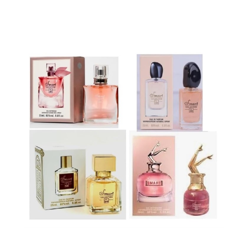 مجموعة عطور ذكية مكونة من 4 قطع (رقم 388، رقم 540، رقم 538، رقم 387)، جميعها بحجم 25 مل.