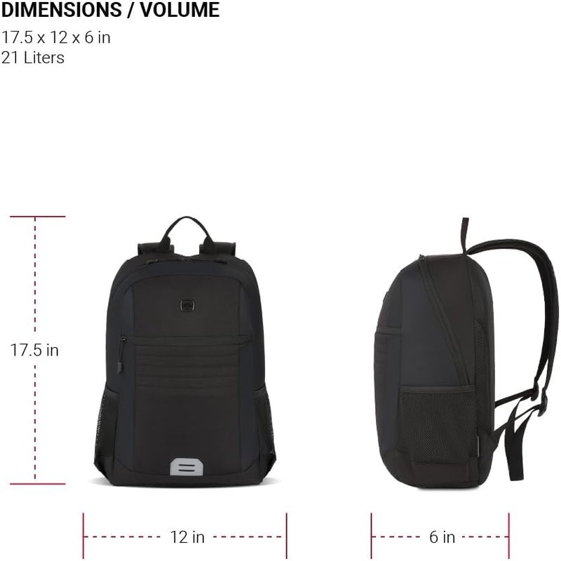 SwissGear Intro Laptop Backpack Black 175x12x6 - Image 4