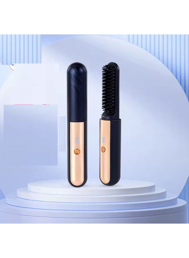 Portable cordless electric hair straightening brush – multi-colored for smooth and quick styling. - Image 3