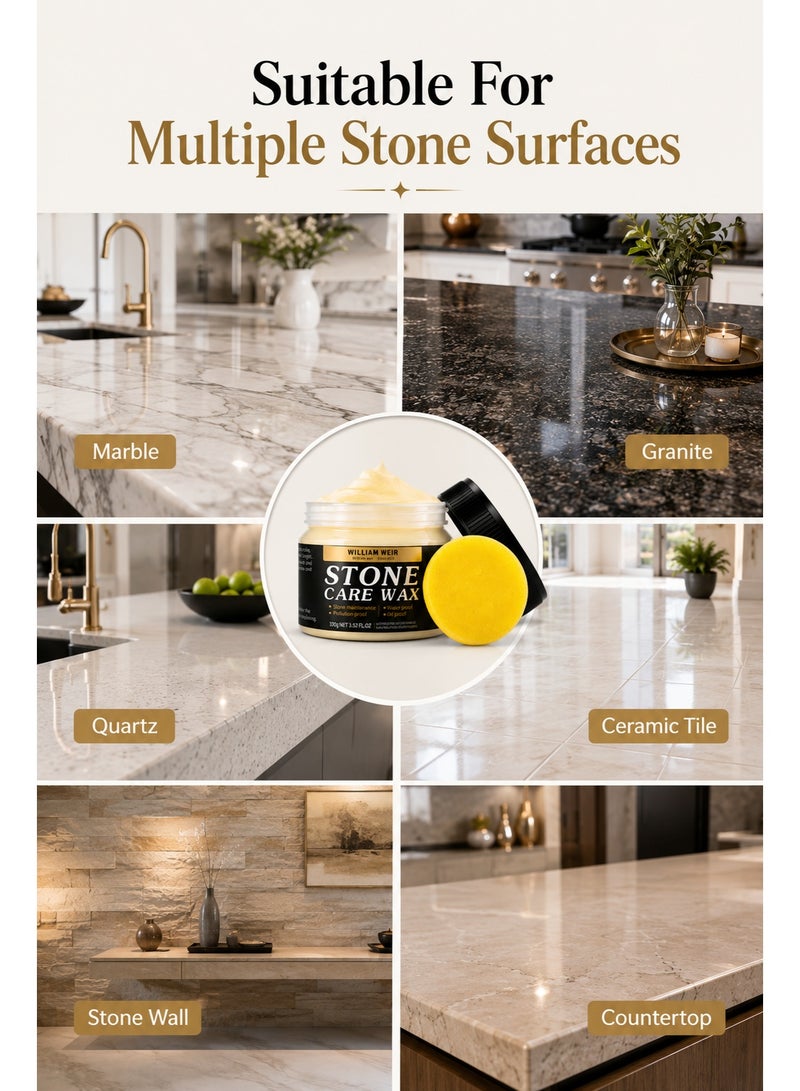 WILLIAM WEIR Stone Care Wax Marble Polish Paste Waterproof Surface Protection for Tile Granite Ceramic Countertop - Image 3