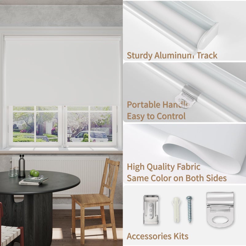 MYshade Blackout Cordless Roller Shades, Room Darkening Free-Stop Roll Up Blinds for Windows, Pull Down Blocking Blind for Home and Office, Easy to Install, 23" W X 72" H, White - Image 2