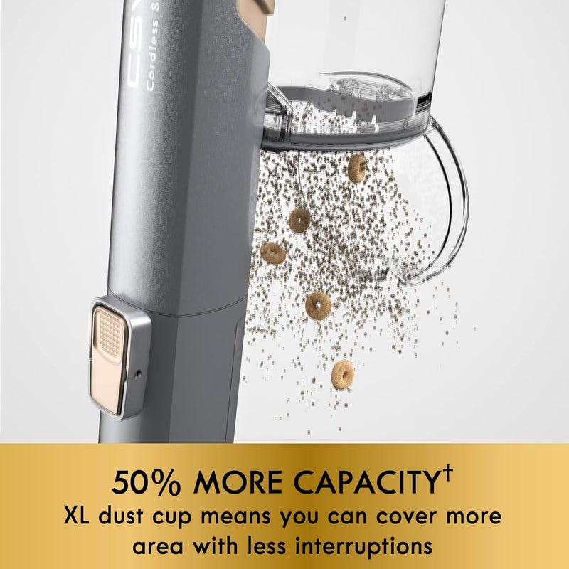 Kenmore مكنسة كينمور DS4095 اللاسلكية الخالية من الفرشاة مع عصا EasyReach خفيفة الوزن 2 سرعة تحكم الطاقة مصباح LED يتحول إلى مكنسة يدوية للأرضيات الخشبية والسجاد وشعر الحيوانات الأليفة باللون الذهبي - Image 4