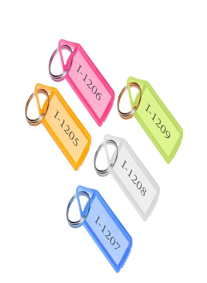 SNDIA 25 Pcs Key Tag Multicolor Keyring & Keychain With Name Tag Labels Assorted Keychain With Two Side Id Label And Split Ring For Office, Home Key - Plastic - Image 3