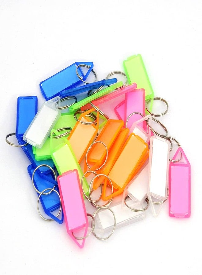 SNDIA 25 Pcs Key Tag Multicolor Keyring & Keychain With Name Tag Labels Assorted Keychain With Two Side Id Label And Split Ring For Office, Home Key - Plastic - Image 1