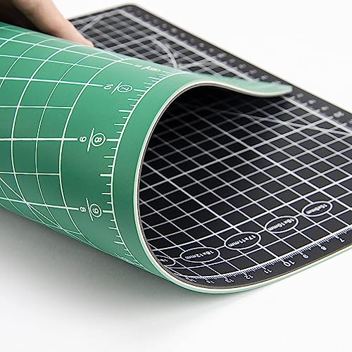 Ecraft Self Healing Sewing Mat - 9" x 12" Double Sided 5-Ply Cutting Mat for Craft, Sewing, Fabric,Quilting,Scrapbooking Project - Rotary Board Mats in Green/Black - Image 3
