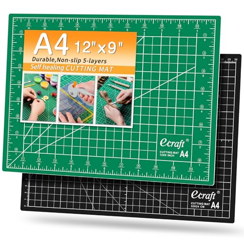 Ecraft Self Healing Sewing Mat - 9" x 12" Double Sided 5-Ply Cutting Mat for Craft, Sewing, Fabric,Quilting,Scrapbooking Project - Rotary Board Mats in Green/Black - Image 1