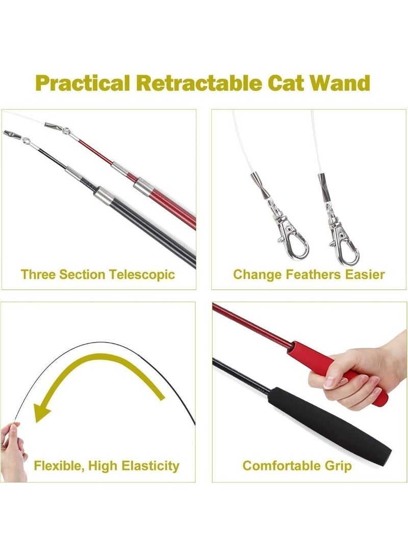 Kueh Safe Interactive Cat Toy for Indoor Cats-Feather Toy Refills Attachment Fishing Rod Retractable Wand for Indoor Kittens cat Exercise Play Chase Boredom Buster Gift Toy - Image 3
