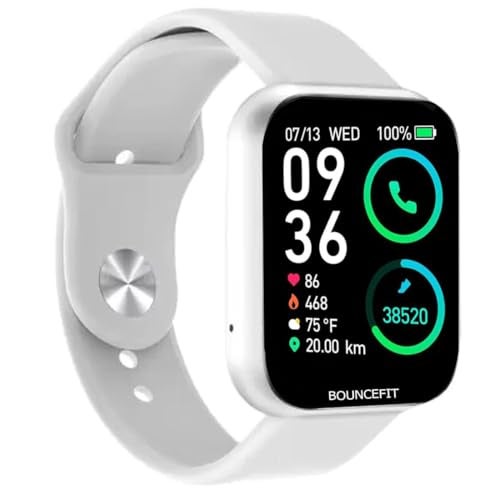 Bouncefit M I D116 Fitness Band Smart Watch for Men, Women, Boys, Girls, Kids – Single Touch Interface, Water Resistant, Workout Modes, Quick Charge Sports Smartwatch – White I - Image 1