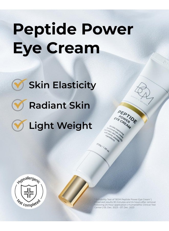 bom COSMETICS Peptide Power Eye Cream 1.05 Fl Oz, Penta-Peptide and 99% Pure Gold Lightweight Eye Cream for Skin Collagen Boost to Reduces Fine Lines, Wrinkles, Enhances Elasticity, Korean Skin Care - Image 2