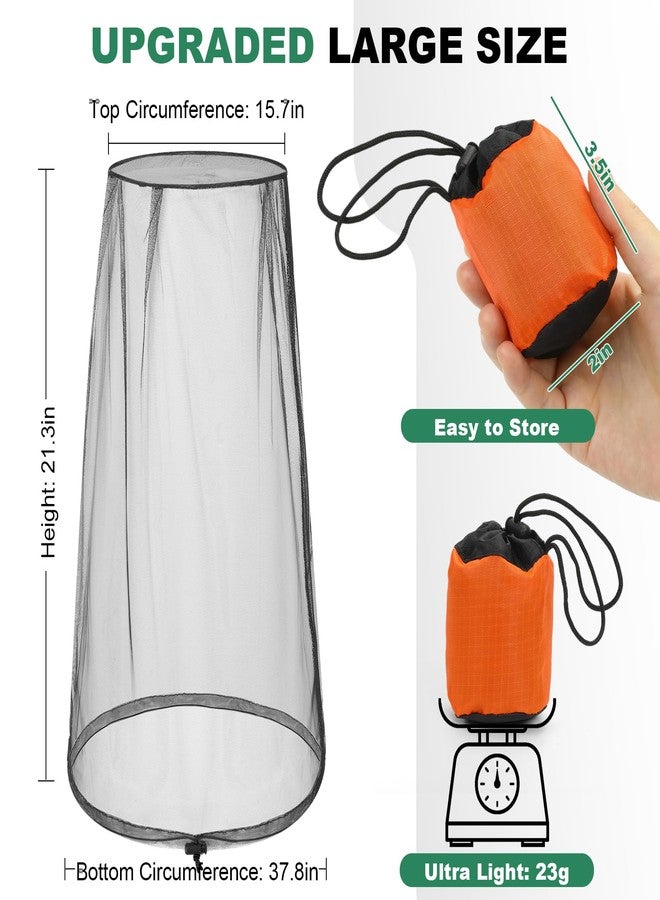 Pmxary 2 Pack Premium Mosquito Head Nets with Drawstring, Breathable Ultra Large Bug Net for Head, Mosquito Net Hat for Men and Women, Universal Fit for Hats, Essential for Outdoor Activities Black - Image 2