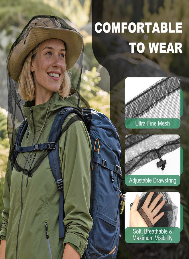 Pmxary 2 Pack Premium Mosquito Head Nets with Drawstring, Breathable Ultra Large Bug Net for Head, Mosquito Net Hat for Men and Women, Universal Fit for Hats, Essential for Outdoor Activities Black - Image 3