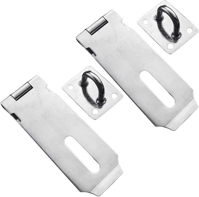 Stainless Steel Padlock Latches 2 Pack Security Door Lock Kit Easy to Install - Image 1